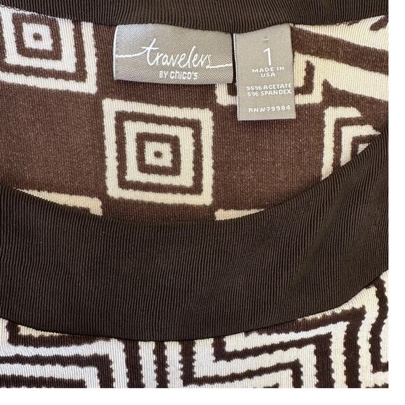 Chico's Traveler's Brown and Cream Geometric Maxi tank dress, size 1 Medium - Picture 6 of 6
